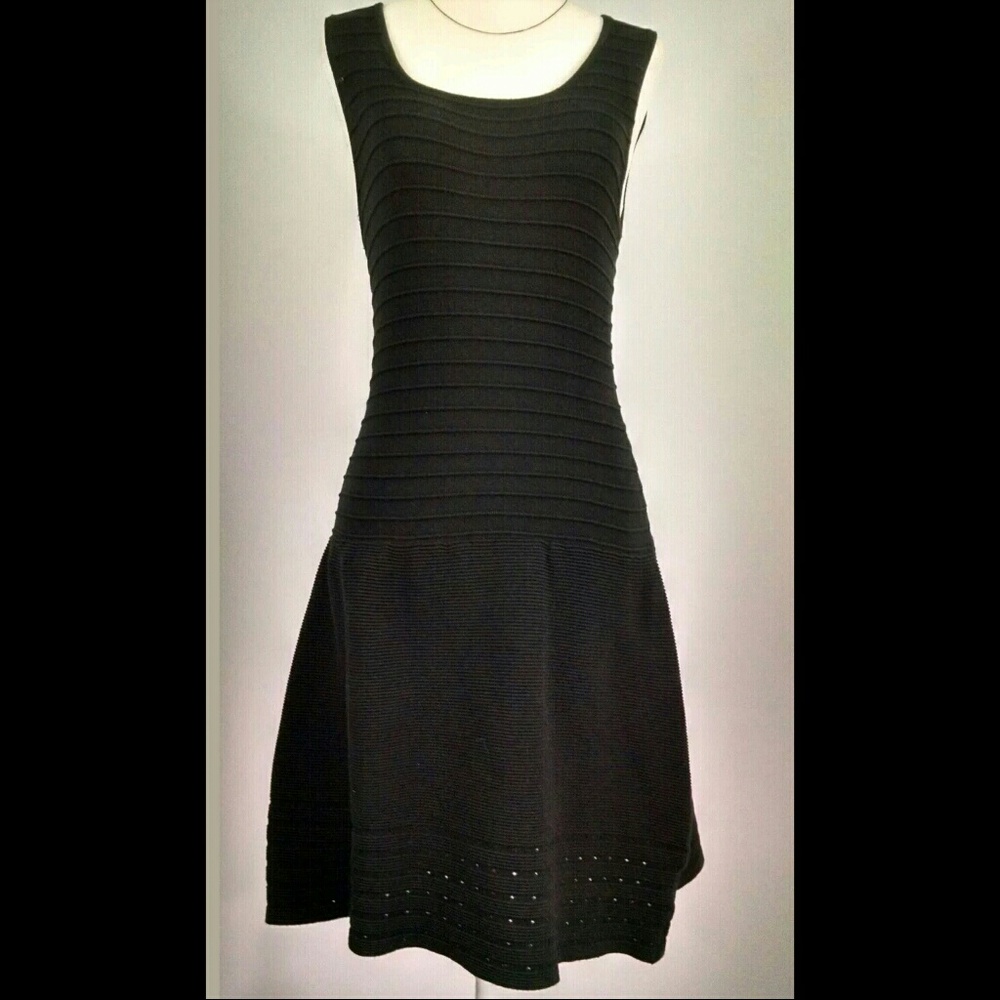 Blue Rain Medium Black Bandage Ribbed Dress